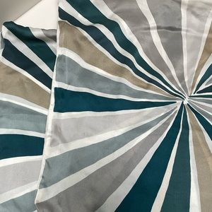 West Elm Pillowcases Starburst pattern Blue and Silver Silk